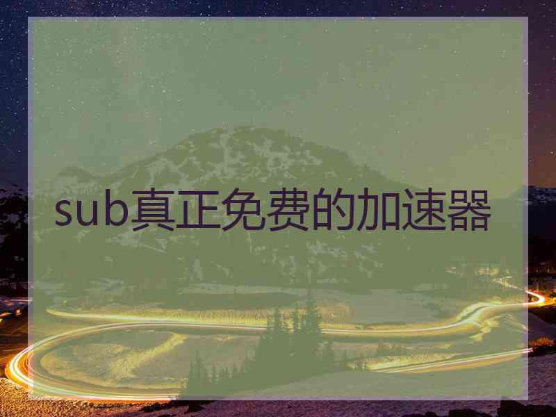 sub真正免费的加速器