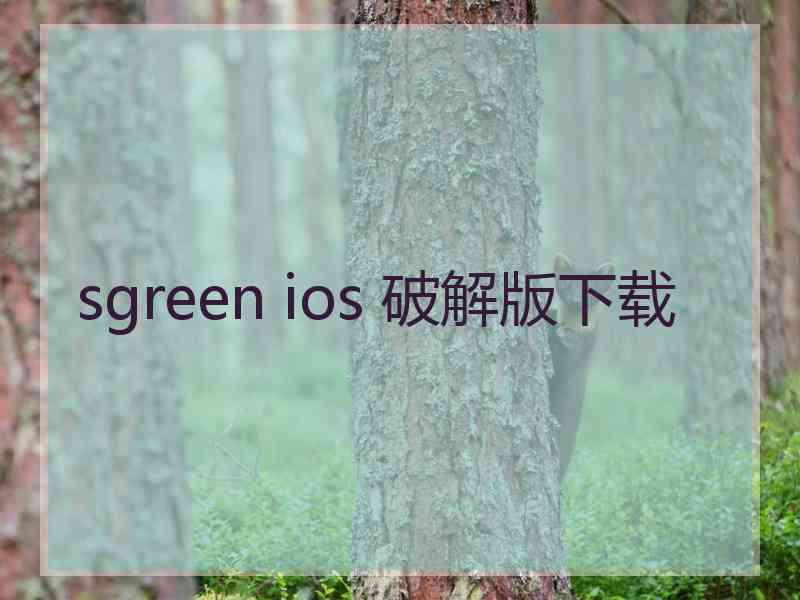 sgreen ios 破解版下载