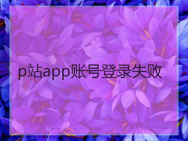 p站app账号登录失败
