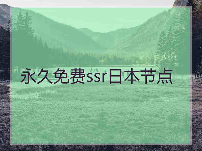 永久免费ssr日本节点
