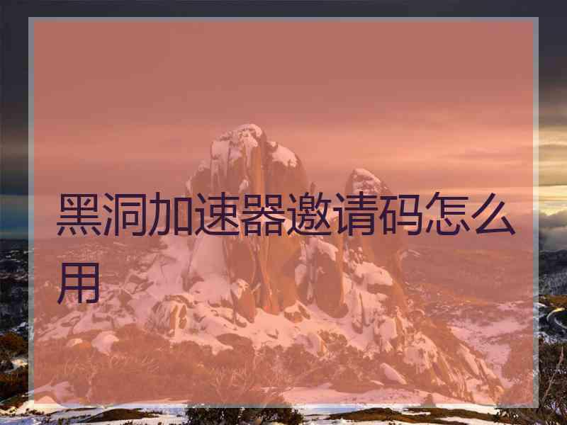 黑洞加速器邀请码怎么用