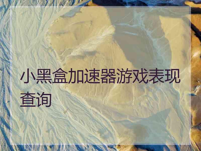 小黑盒加速器游戏表现查询