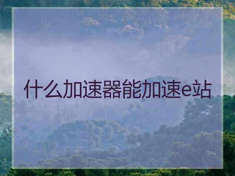 什么加速器能加速e站
