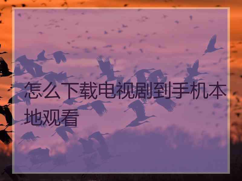 怎么下载电视剧到手机本地观看