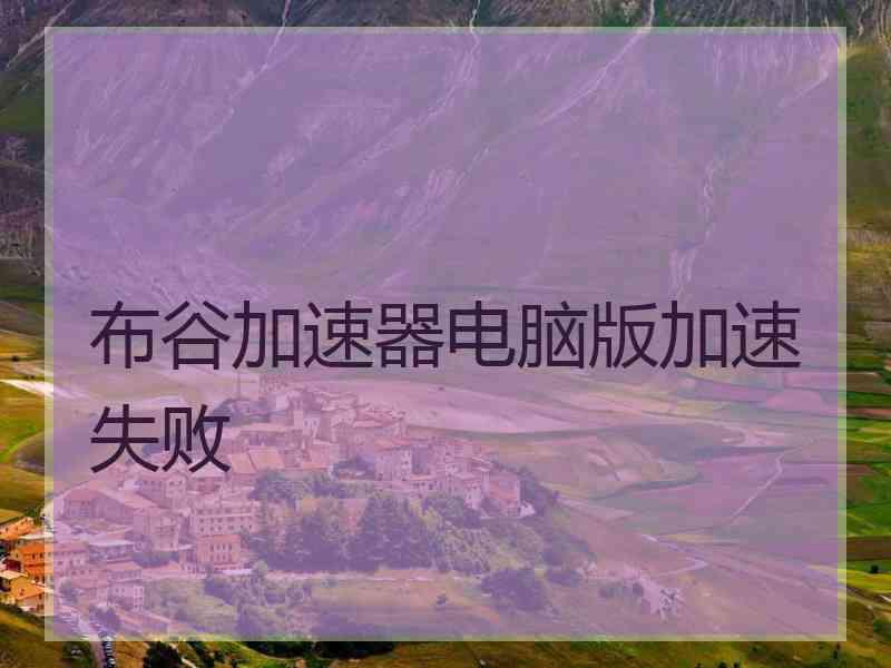 布谷加速器电脑版加速失败