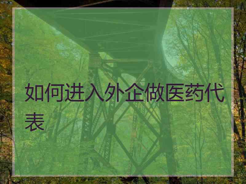 如何进入外企做医药代表